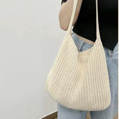 Pletená taška přes rameno pro ženy - Tkaná dojížděcí, ležérní nákupní taška s velkou kapacitou
