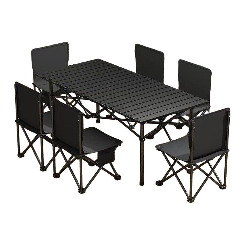 Draagbare Opvouwbare Camping Tafel & Stoelen Set met Roltafel en Visstoel