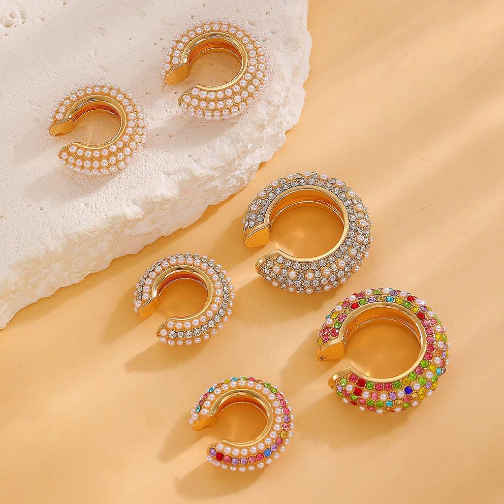 European & American Popular C-shaped Rhinestone Ear Cuff Earrings, No Piercing Needed for Women