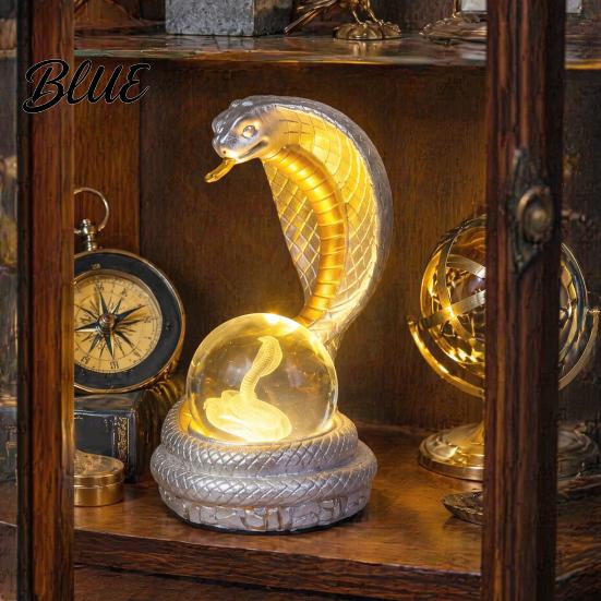 Kristallkugel Lampe Schlangenförmige Schreibtischlampe Harz LED Tischleuchte mit RGB Farbwechsel Dekor Faux für Schlafzimmer Büro Gaming-Raum Nische Zuhause