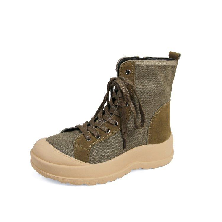 Frosted thick-soled heightening Martin boots women's autumn 2025 new lapel locomotive boots retro British style short boots
