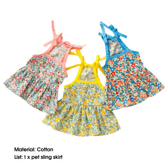 Pet Dress Flower Pattern Breathable Friendly To Skin Lint Free Washable Show Unique Charm Cotton Cozy Flower Print Pet Suspender Dress Pet Supplies
