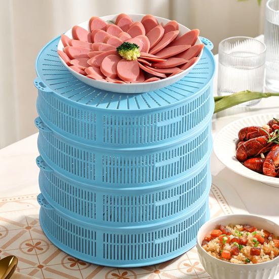 Stackable Mesh Food Cover with Lid Multi-Function Dome for Vegetables Dumplings Seafood Meat Space-Saving Kitchen Accessory