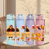 1PC Thanksgiving Turkey Harvest Pattern 750ml Color Plastic Sports Water Bottle Leakproof Flip Straw Lid Suitable for Sports Office Home Use