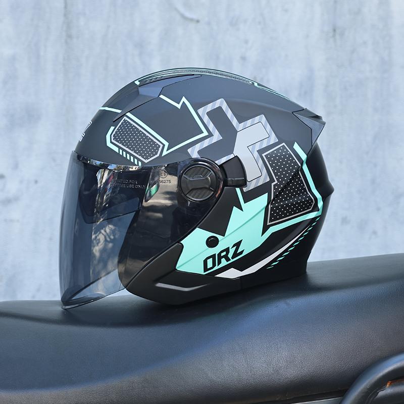 Orz-705-Retro Half Helmet Men's and Women's Four Seasons Dual Lens Electric Bicycle Helmet Pedal Universal Coverage Helmet