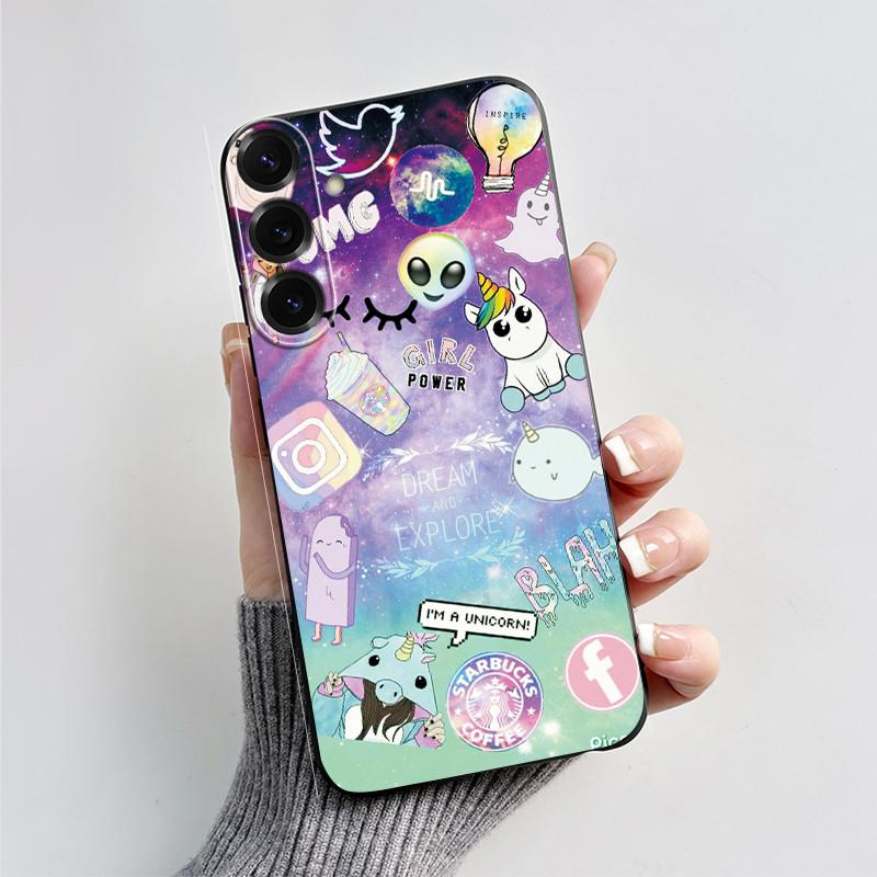 For Samsung Galaxy A26 A36 A56 5G Casing New Design 2024 Heart Printed Black Matte Soft Silicone Protective Cover Case