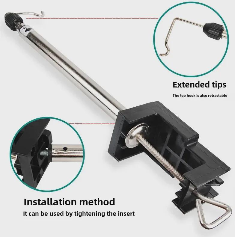 Electric Grinder Telescopic Bracket with Hook - Small Desktop Workbench Support (300g)