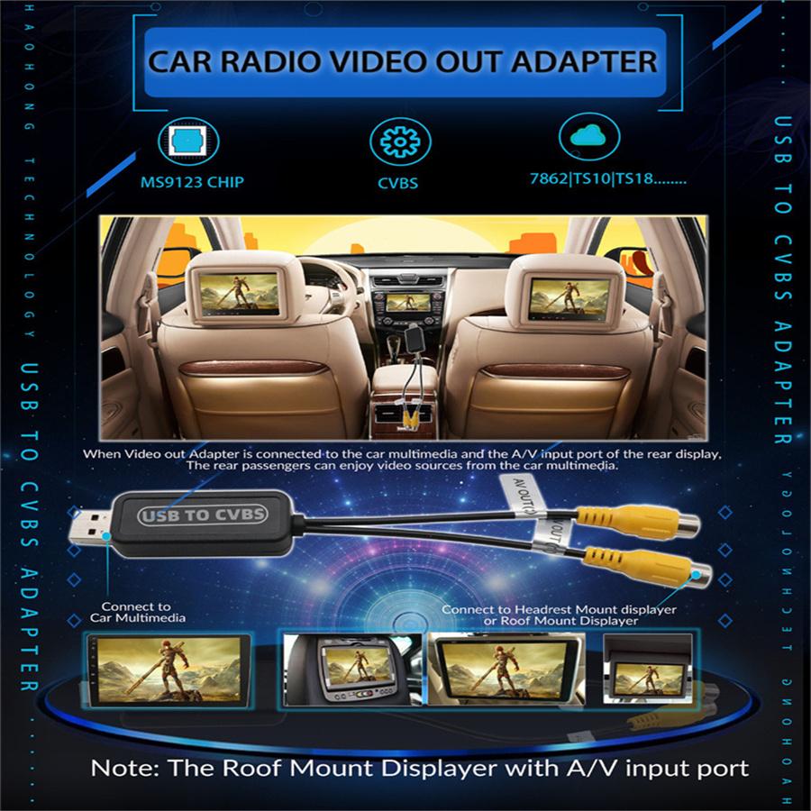 1× Video-Ausgangsadapter, Konverter, USB-zu-Cinch-Schnittstelle für Android-Stereo-Player