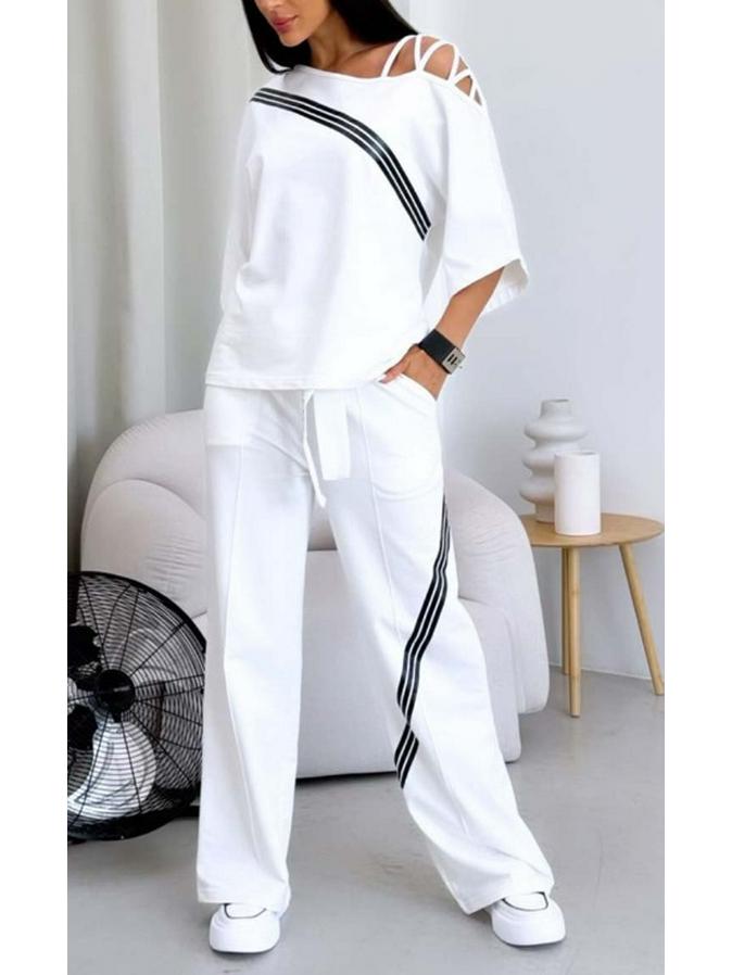 

Новий Осінній Комплект з Худі з Відкритими Плечима та Повсякденних Штанів 2024 Large білий