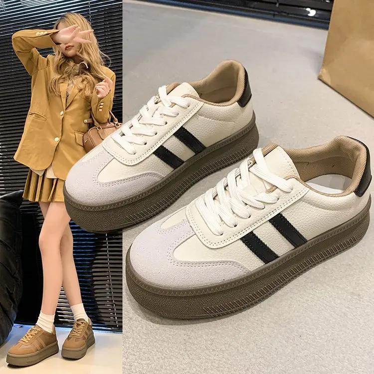 Fashion Women's 2024 Autumn New Spring and Autumn White Shoes Female Explosion Thick Sole Casual Board Shoes