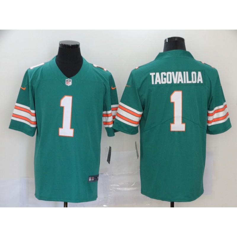 Miami Dolphins NFL Football Jersey T-Shirt Men Cotton Blend Sportswear With Embroidered Player Numbers 1 10 17
