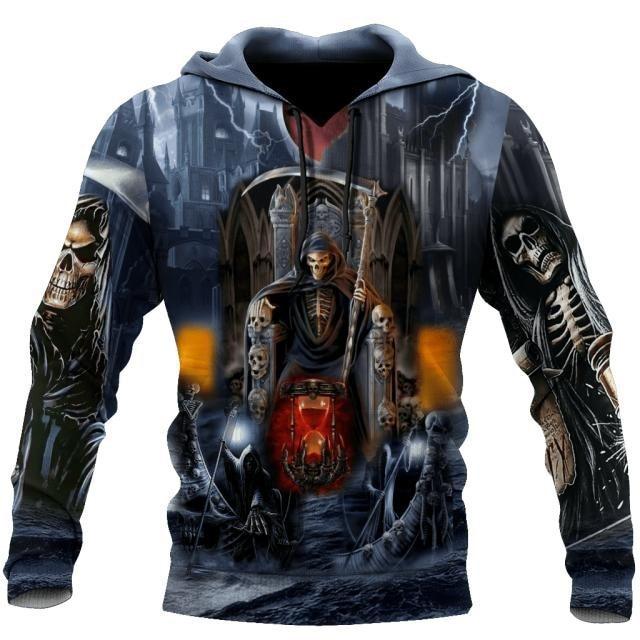 3D Printed Skull Graphics Men's Hoodie Tops Fashion Unisex Sweatshirt Spring Hip Hop Streetwear Oversized Casual Men's Clothing