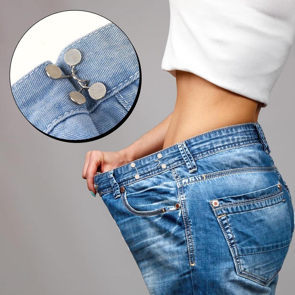 2~8Sets Adjustable Jeans Button Pant Waist Tightener,Detachable Decor Waist Buckle, No Sew and No Tools Button Pins for Jeans