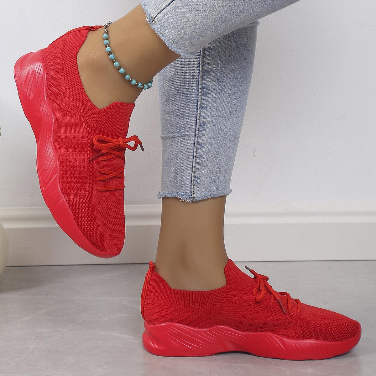 

Модная летняя женская повседневная обувь, кроссовки больших размеров для женщин, спортивная обувь на платформе, женские теннисные туфли на шнуровке 37 красный
