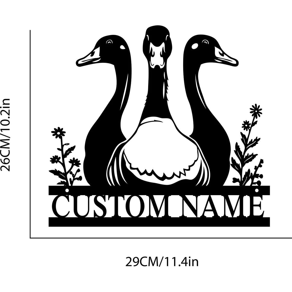 Metal Sign Goose Farmhouse Decor Personalized Pond Crossing Geese Wall Art
