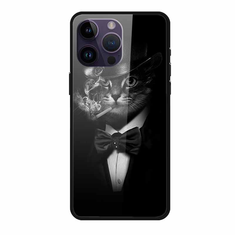 Glass Back Cover For iphone 16 Pro Max Phone Case 16Pro Max Hard Tempered Glass Case For iphone 15 Pro Max Case Soft TPU Bumper
