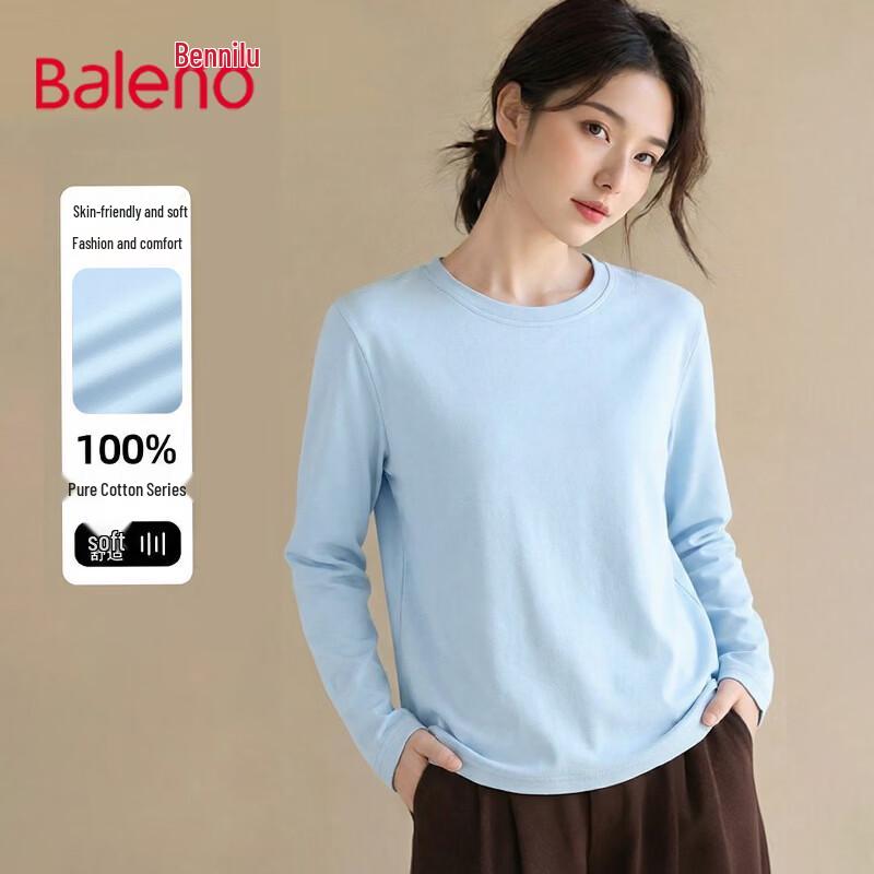 Baleno Women's 100% Cotton Loose Fit Long Sleeve Round Neck T-shirt