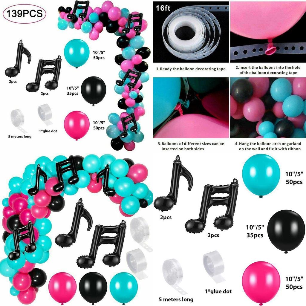 Music Tik Tok Theme Birthday Party Decorations 139pcs Balloon Arch Kit Supplies