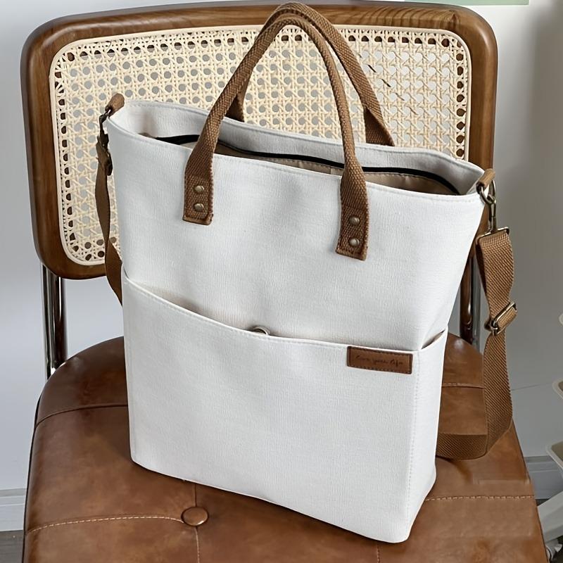 Japanese Style Thickened Nylon Tote Bag with Multi Pockets, Casual Student Laptop Shoulder Crossbody Bag Lightweight Durable