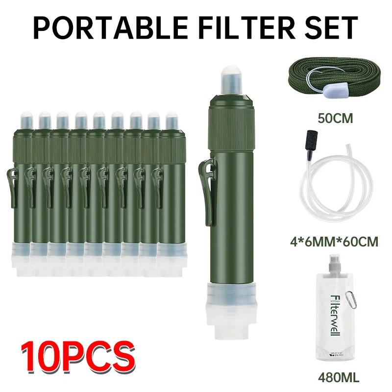 Outdoor Mini Portable Water Purification Filter Straw TUP Carbon Fiber Emergency Water Purifier Camping Survival Supplies