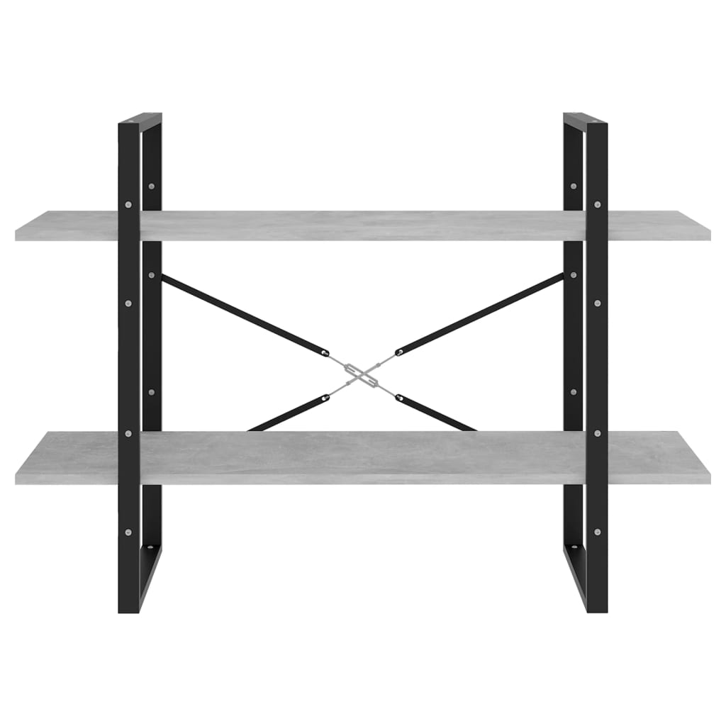 2 Tier Bookshelf Concrete Grey 100 x 30 x 70 cm Particleboard