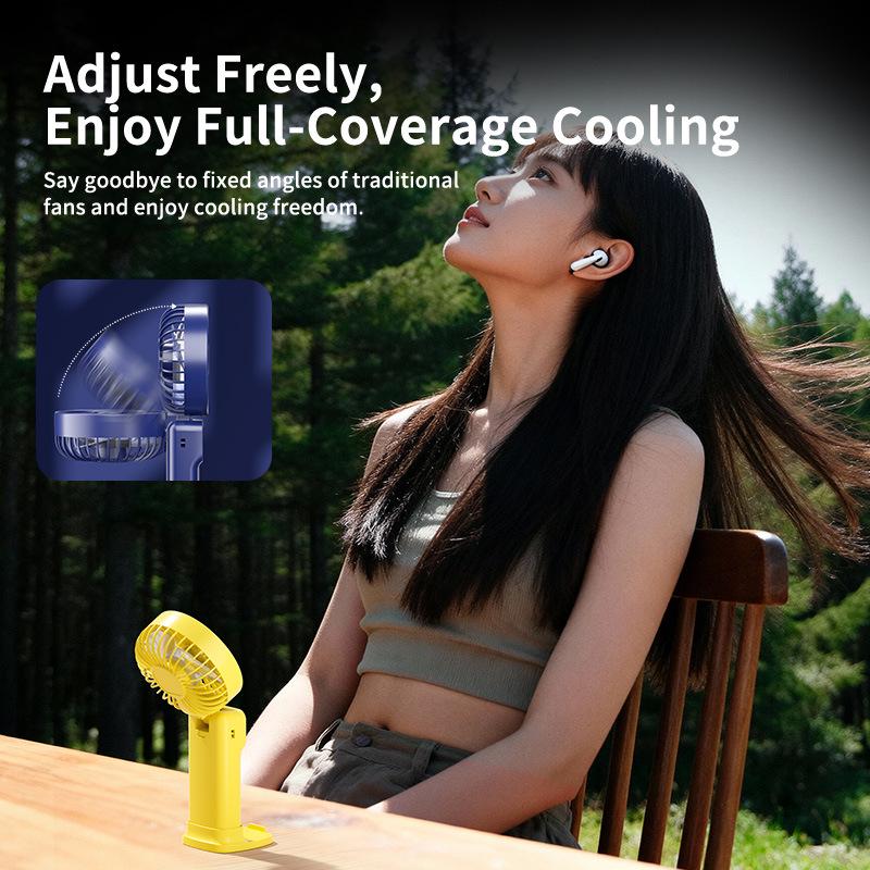 Portable Mini Foldable Desktop Fan: Rechargeable via TYPE-C, Comes with Lanyard, Customizable LOGO