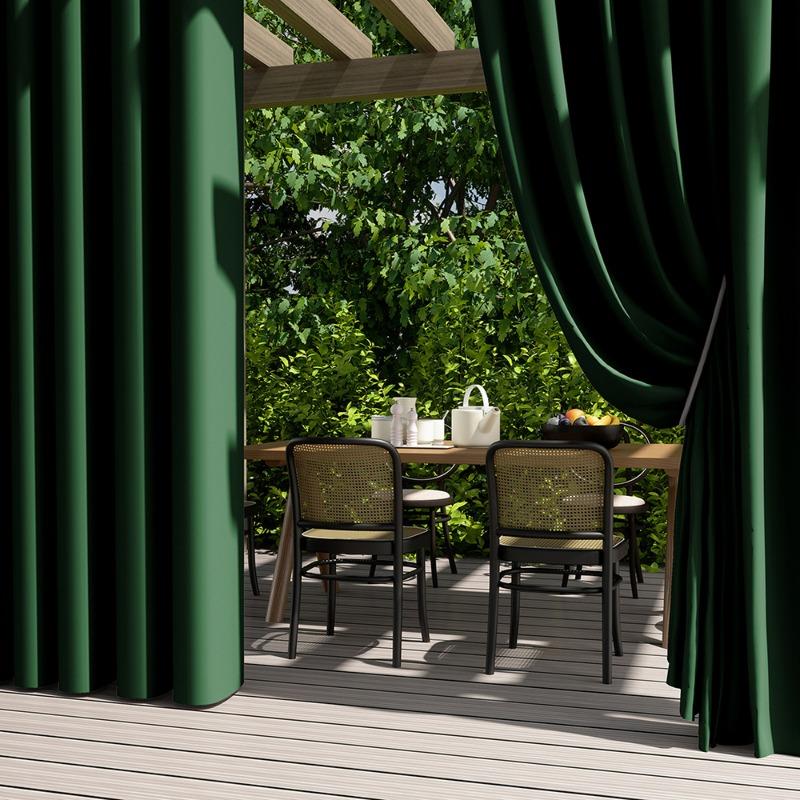 Solid Color Exterior Curtain Suitable  Waterproof Oxford Cloth Privacy Grommet Curtain For Gazebo Front Porch Pergola Patio