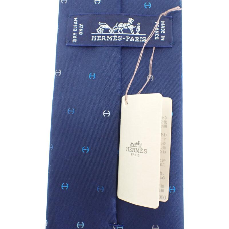 HERMES  H006342T  tie Navy/multicolor silk mens
