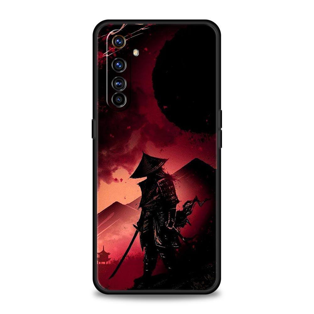 Painting Japan Samurai Art Phone Case For Realme 10 9 8 5G 7 6 GT2 Pro Plus 9i 8i C21 C11 C25 C35 GT Neo 2 3 3T Soft Black Cover