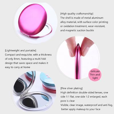 Mini-Kompakt-Make-up-Spiegel, Hand-Make-up-Spiegel, kleiner, runder, faltbarer Spiegel, tragbarer Taschen-Vergrößerungsspiegel, Kosmetikspiegel für Frauen, Make-up-Tools