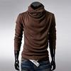 New Men Fashion T-shirt Slim Tops Male Stretch T-shirt Turtleneck Long Sleeve Shirts High Collar Men's Cotton Tees