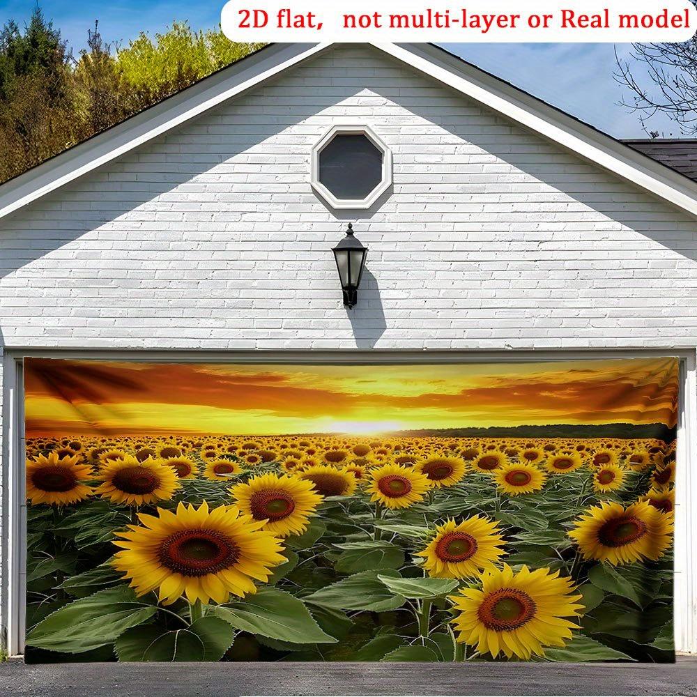 2D Flat 1pc Sunflower Field Sunset Tapestry Golden Flowers Sky Horizon Wall Hanging Farmhouse Style Home Decor