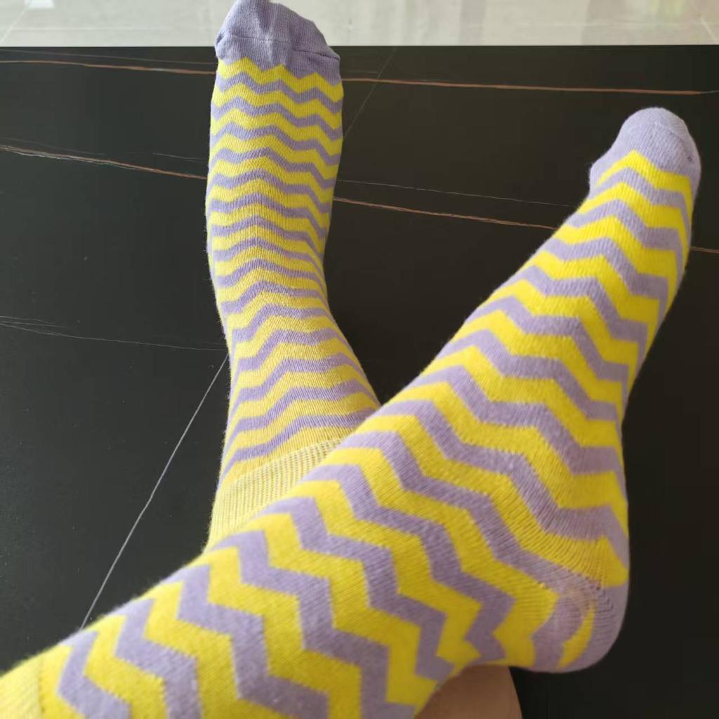 Japanese Wave Stripes Cotton Socks Women Solid Color Ankle Boot Styling Harajuku Christmas Girlfriend Gift Pink Yellow Cute