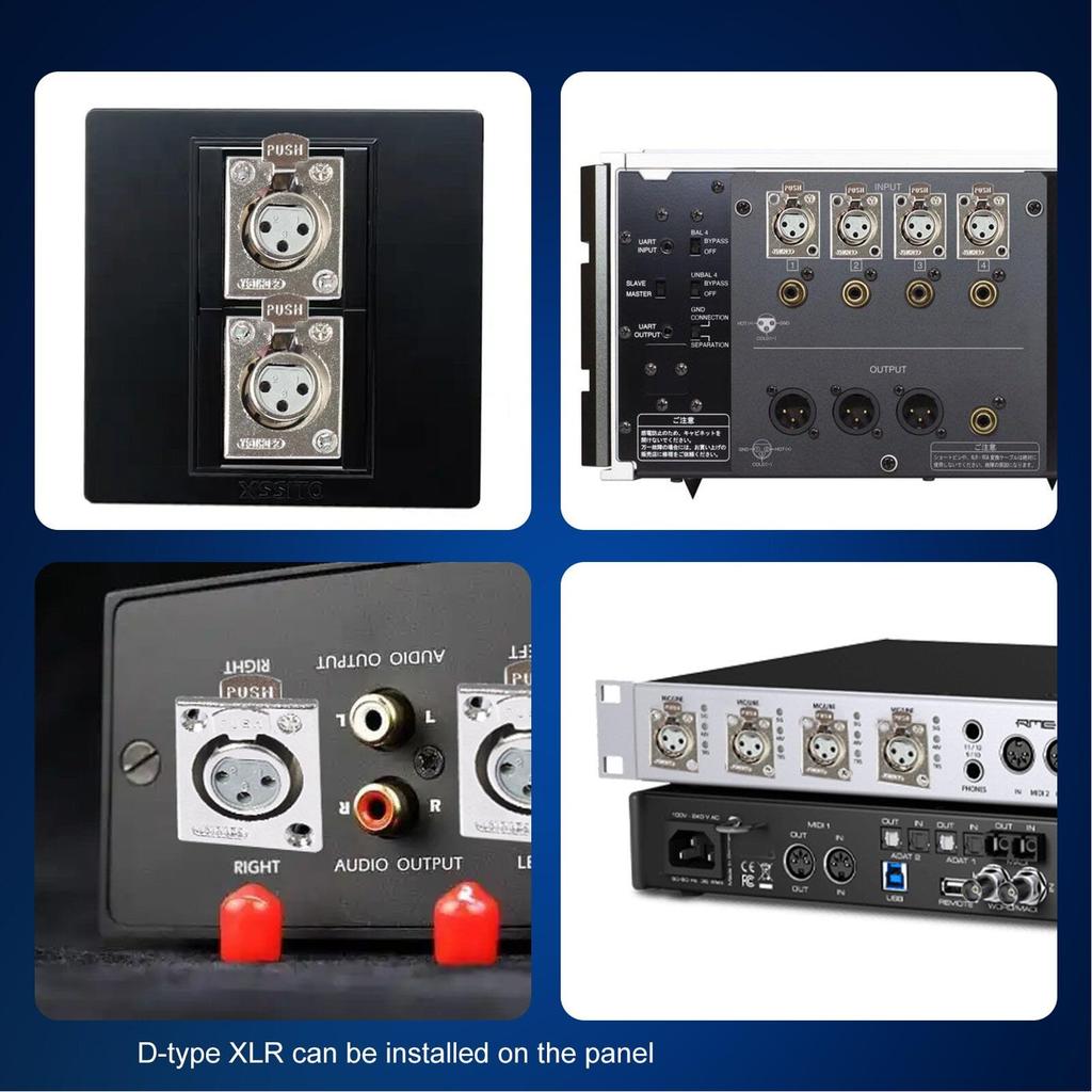 Gemütlich XLR Löt Typ D XLR Buchse zu für Bühne Patch Bodenboxen 2er-Pack Durchgang, Stecker, Boxen, Panels, (Silber)