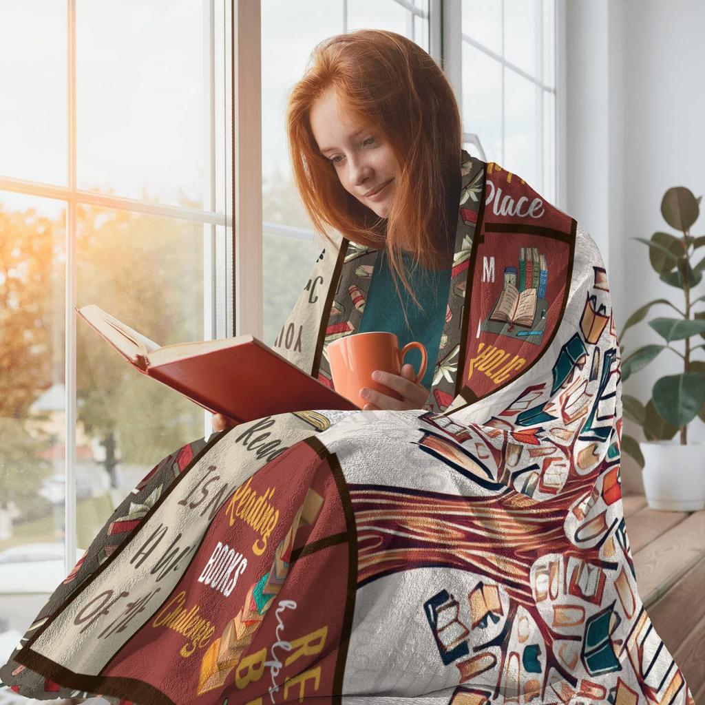 Gift for Book Lovers Printed Blanket for Sofa Bed Travel Camping Living Room Office Conditioning Blanket for All Seasons Gifts