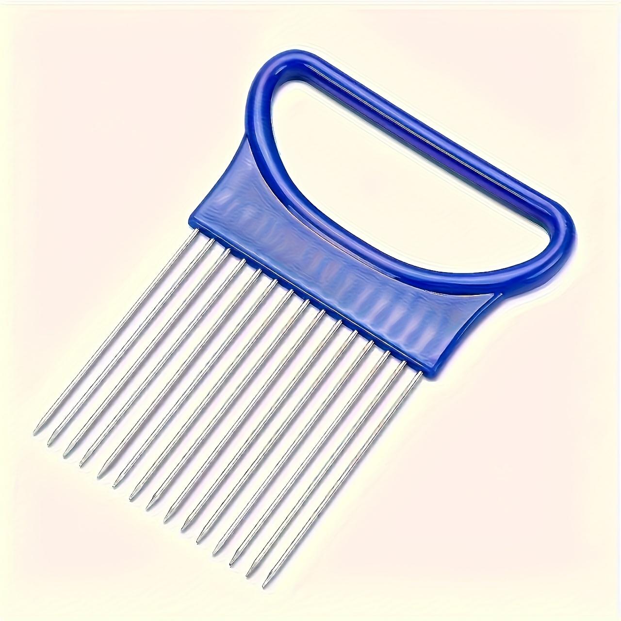

[Kitchen Slicer Tool] Stainless Steel Onion Fork Slicer, Suitable for Green Onions and Onions, Garlic Fruits and Vegetables, синій