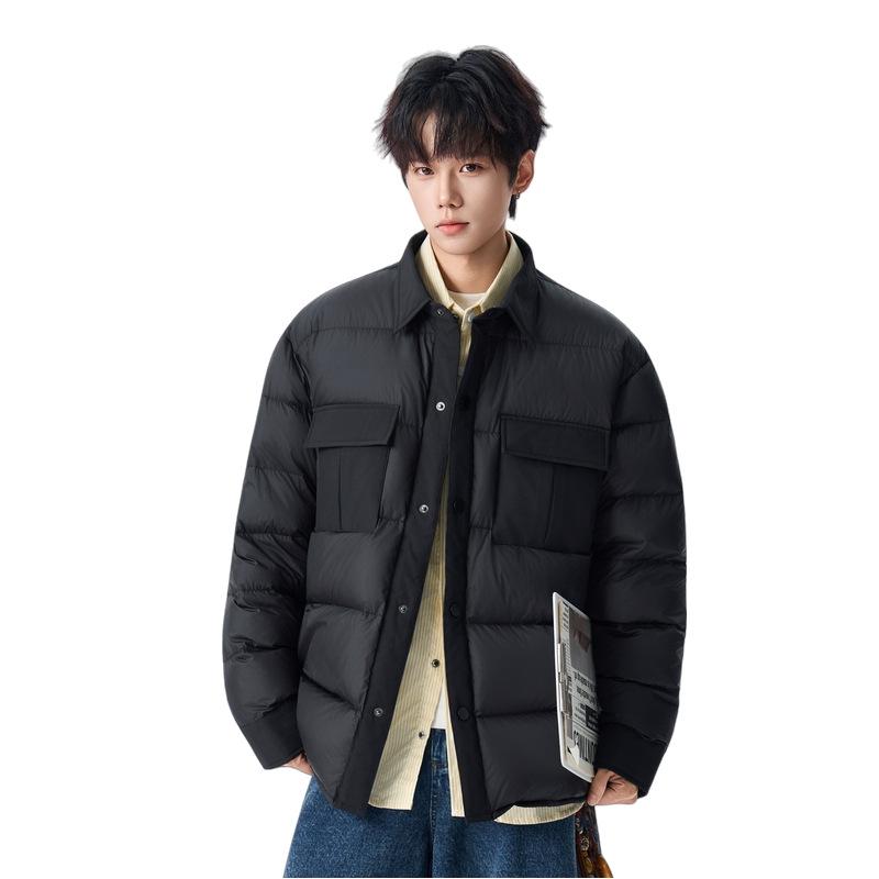 

Men s Trendy Thick Down Jacket With Stand-Up Collar XXXL чорний