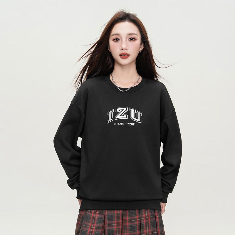 Izzue Women's Letter Print Crew Neck Sweatshirt