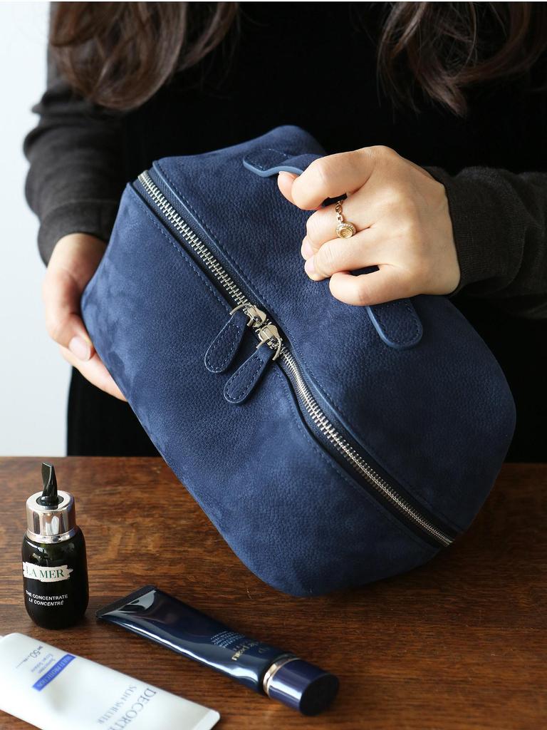 Frosted Genuine Leather Women Cosmetic Bag