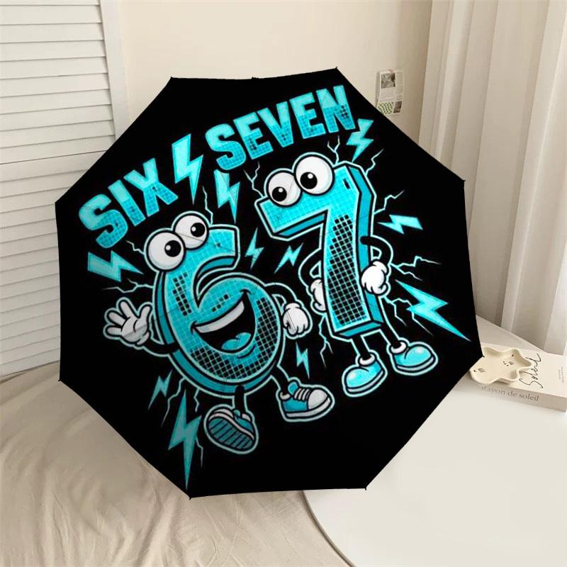 

1PC Six Seven Automatic Open/Close Umbrella with Windproof, 8-Rib Sturdy Canopy, Durable Ribs, Fashionable Design,1229A