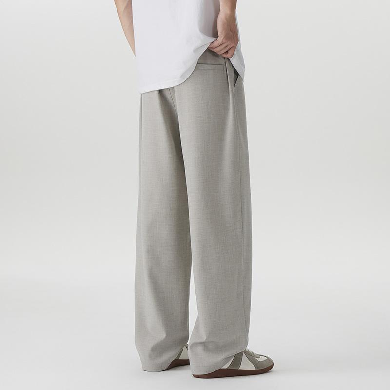 High-end casual pants men's spring and summer new old money style business pants loose straight wide-leg trousers men