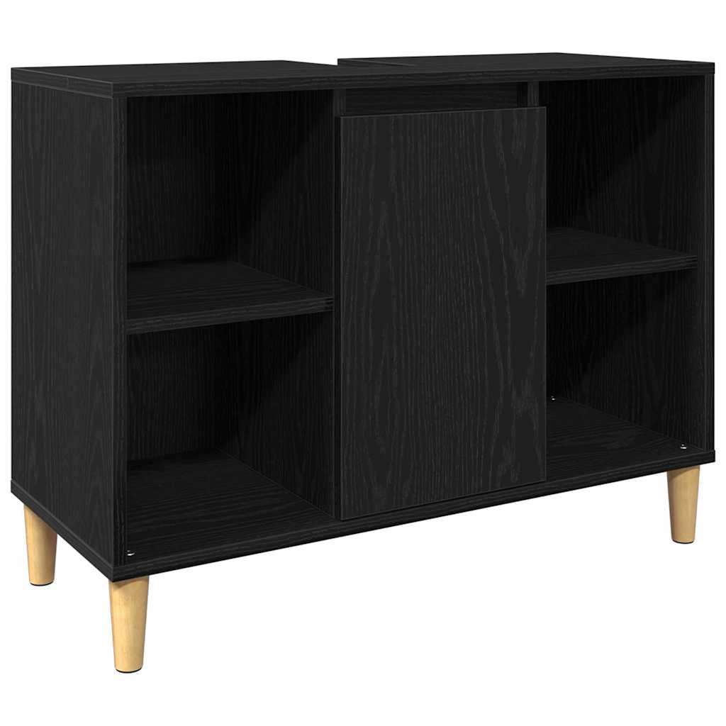 Bathroom Furniture Set with Storage 3 pcs Black Wood based Material