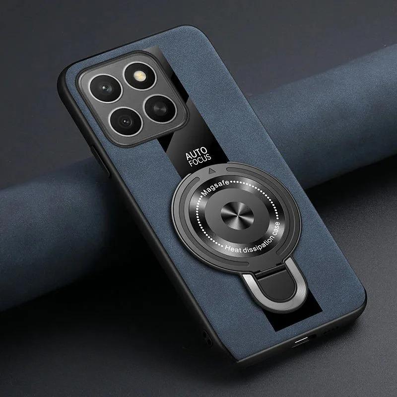 For Magsafe Wireless Charging Cover For Xiaomi 15T Pro 17T Pro PU Leather Shockproof Ring Stand Holder Case For Xiaomi 17 Max
