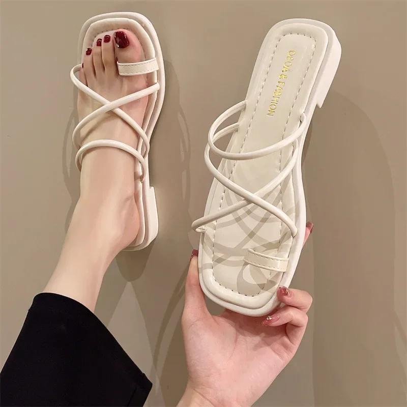 Comemore2026 New Fashion Flats Sandals Women‘s Summer Simple Beach Roman Style Two Wearing Sandals Slippers Female Casual Shoes