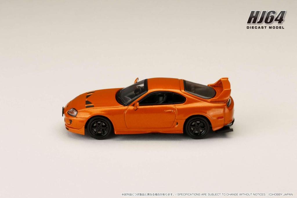HJ64 1/64 Toyota Supra (JZA80) JDM Custom Version Orange Metallic Finished Product