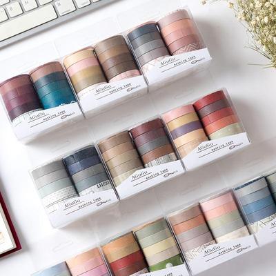10 Stück Basic Color Papier Washi Tape Set 10mm 25mm Regenbogen Abdeckklebebänder Aufkleber Dekoration Album Tagebuch A6174