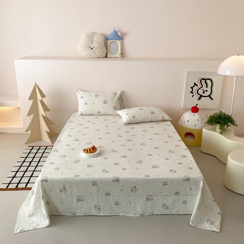 Class A Printed Cartoon Double Yarn Bed Sheet Single Piece Summer Single Sheet Mattress Protector, without Pillowcase