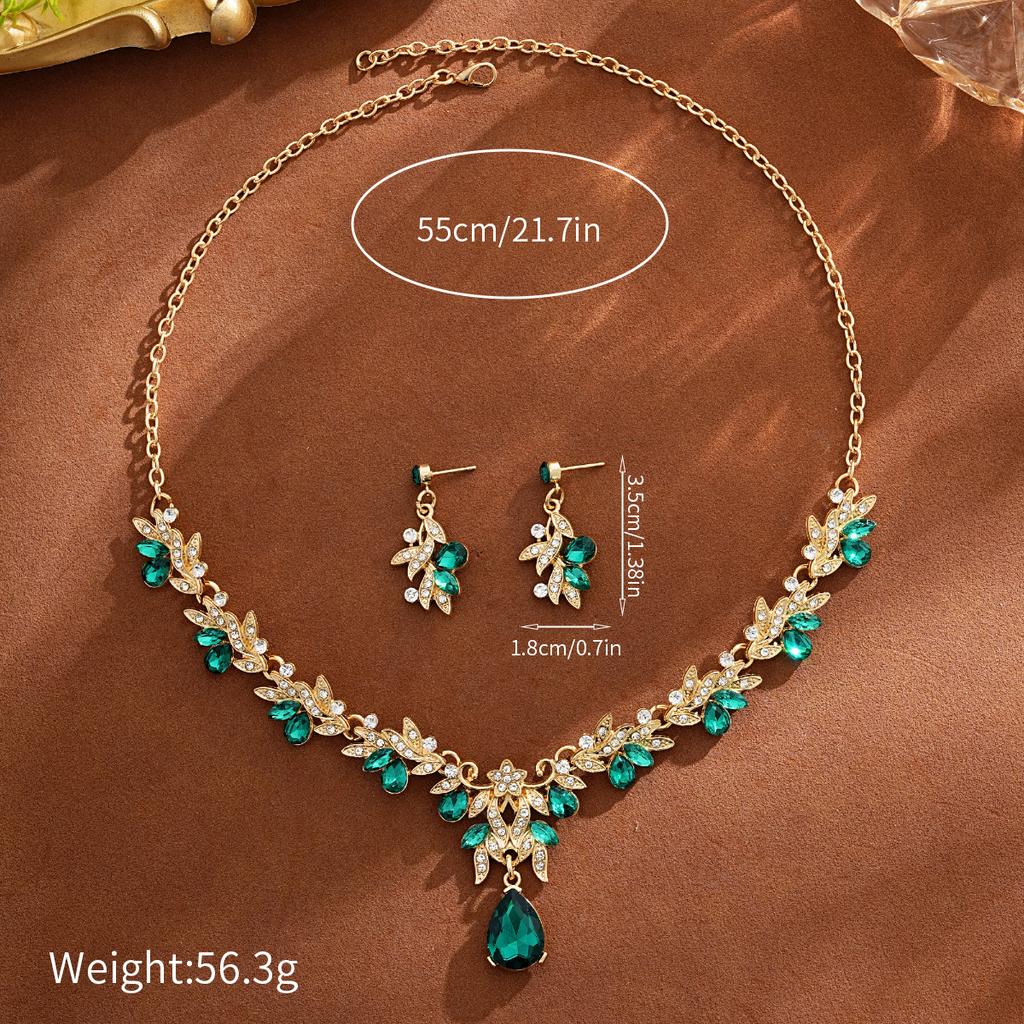 Bridal Wedding Dress Evening Dress Necklace Earrings Two-piece Set with Accessories Collarbone Chain Women's Fashion Jewelry Set