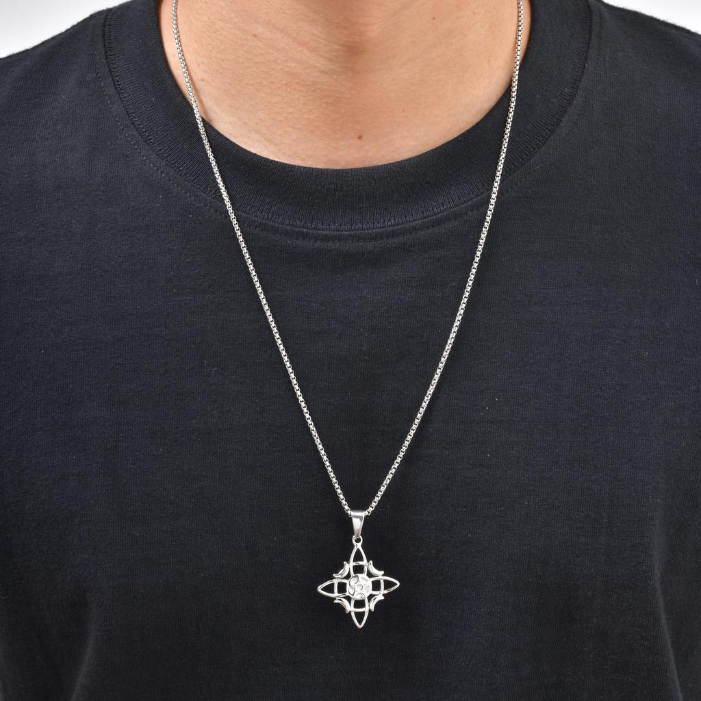 Waterproof Celtic Knot Necklace for Men Women,Witchcraft Moon Pentagram Pendant Necklace,Amulet Jewelry Gift