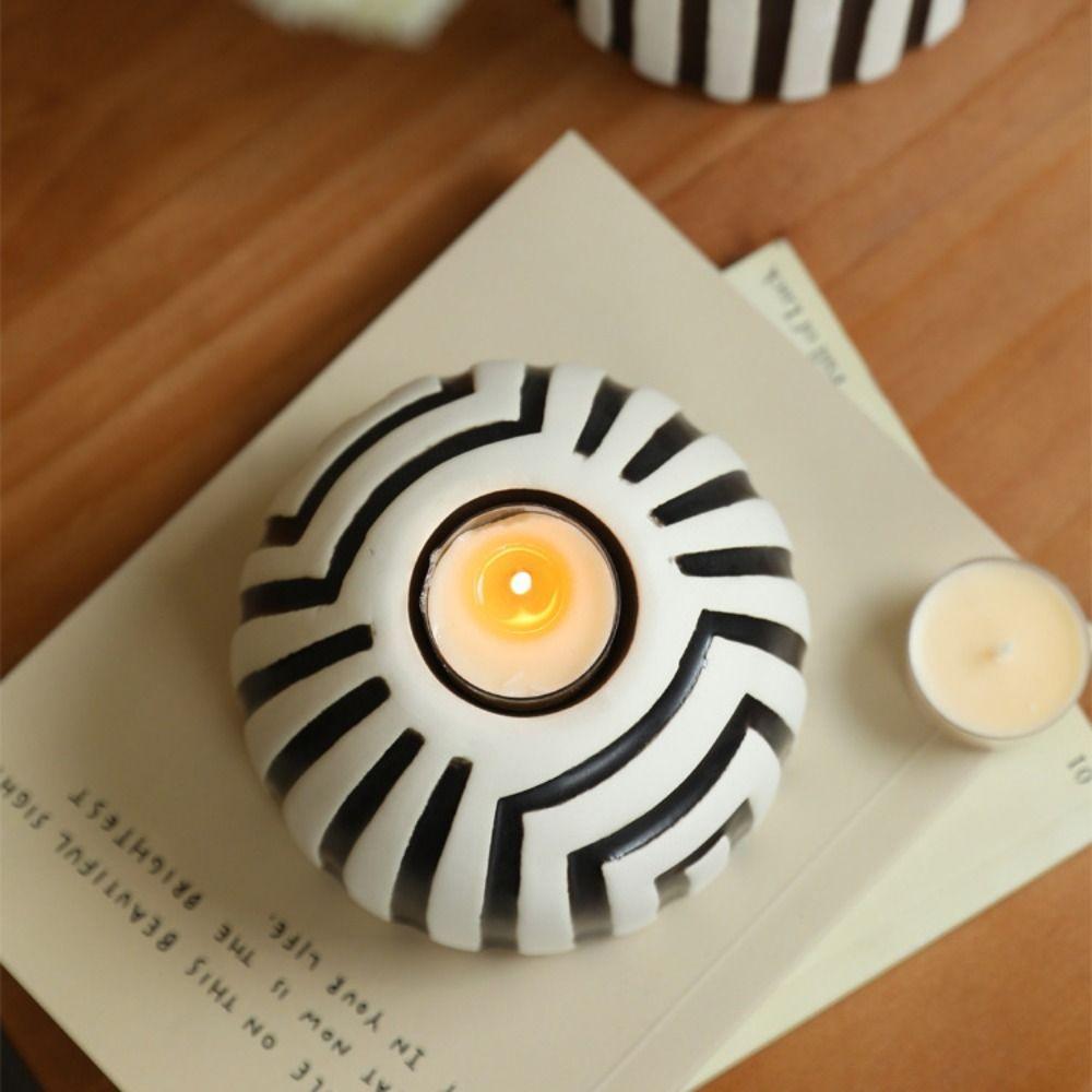 Ceramic Striped Candle Holder Retro Aroma Diffuser Crafts Aroma Container  Candlelight Dinner